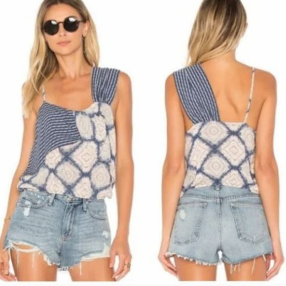 Free People | Call On Me Y2K Tank Top Cropped Indigo Blue Asymmetrical Size XS - Picture 2 of 12